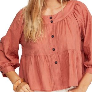 Free People Sea To Shore Oversized Blouse Lightweight Button Front Size XS